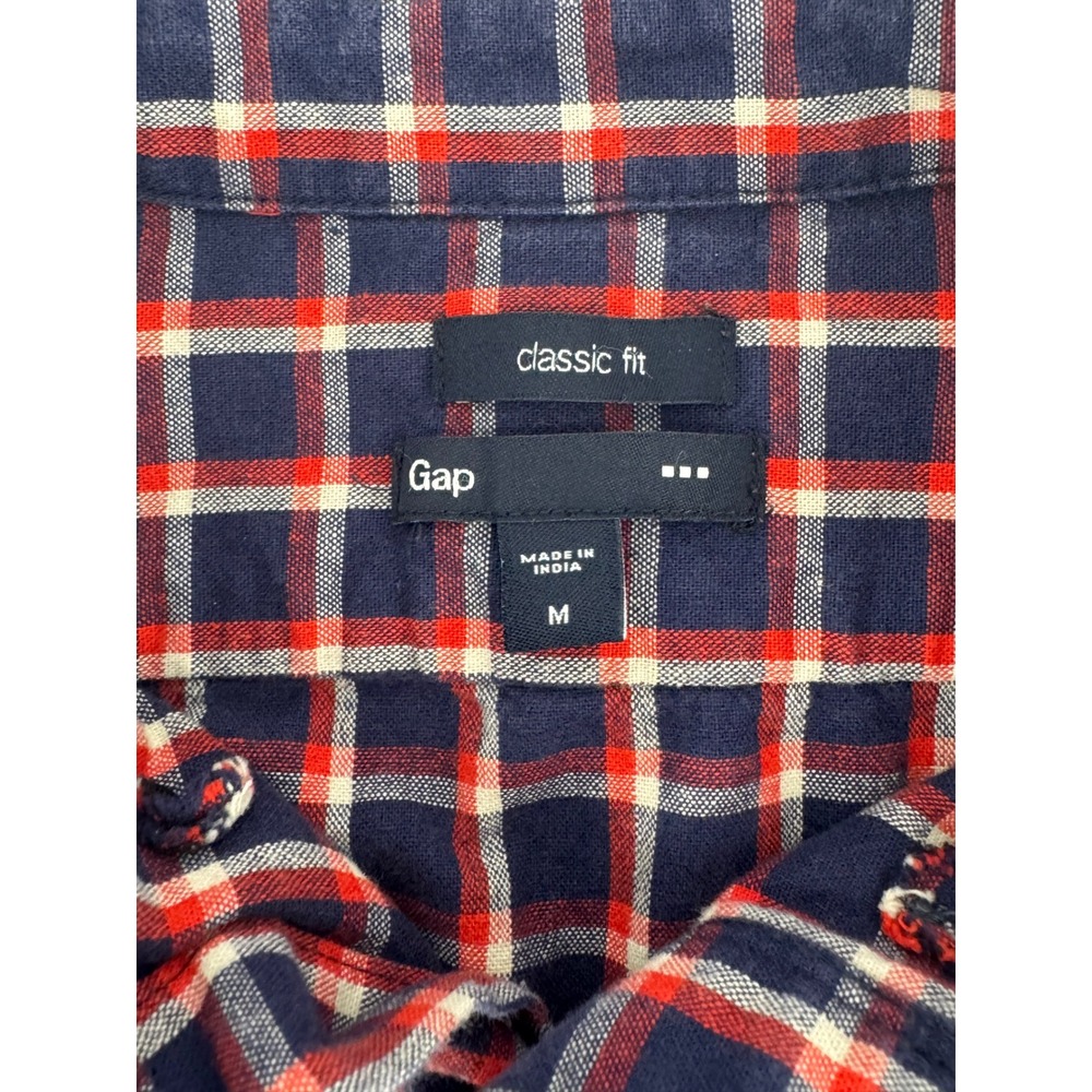 Gap Mens Classic Fit Plaid Button Down Shirt Blue Red Check 916935-01 M - Picture 5 of 9